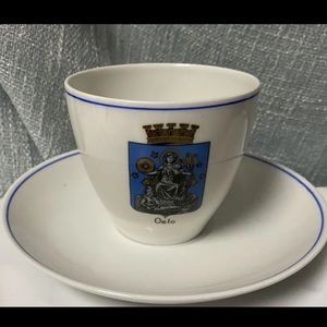 Porsgrund Norway Crest Coat Of Arms Tea Cup Saucer